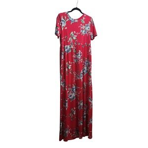 Beeson‎ River Plus Red Floral Short Sleeve Maxi Dress 1XL